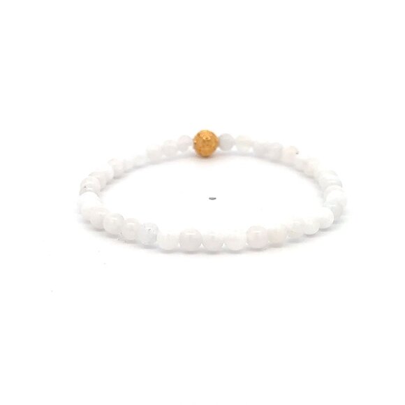 18K Gold Money Coin Ball Lucky Charm Bracelet Mini Gemstones Natural Moonstones - Picture 4 of 6